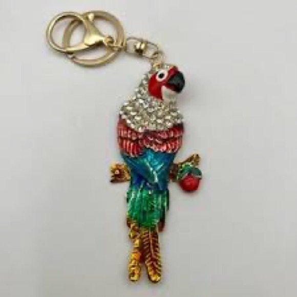 Colorful Parrot Rhinestone Bag Charm Keychain - Picture 2 of 4